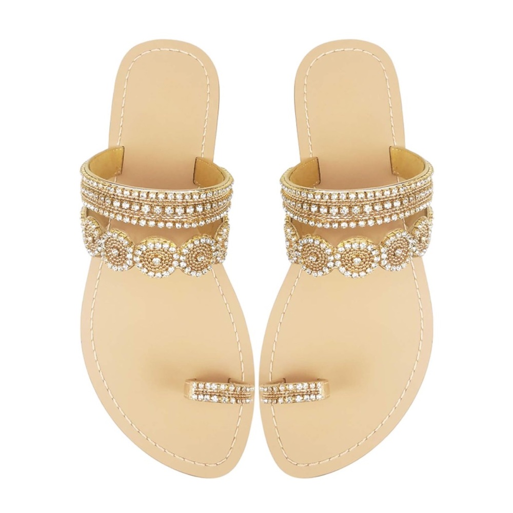 Cute sandals with gold details NWOT